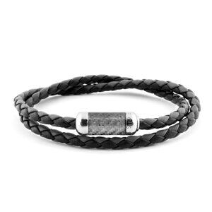 Montecarlo Bracelet In Grey Leather With Silver And Enamel Clasp - Grey